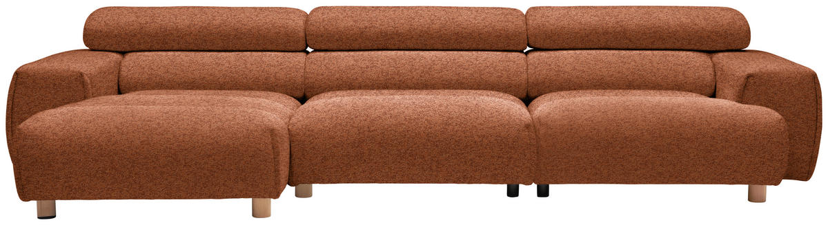 ECKSOFA Velours Terracotta  - Terracotta, Natur, Holz/Textil (150/329cm) - Lomoco