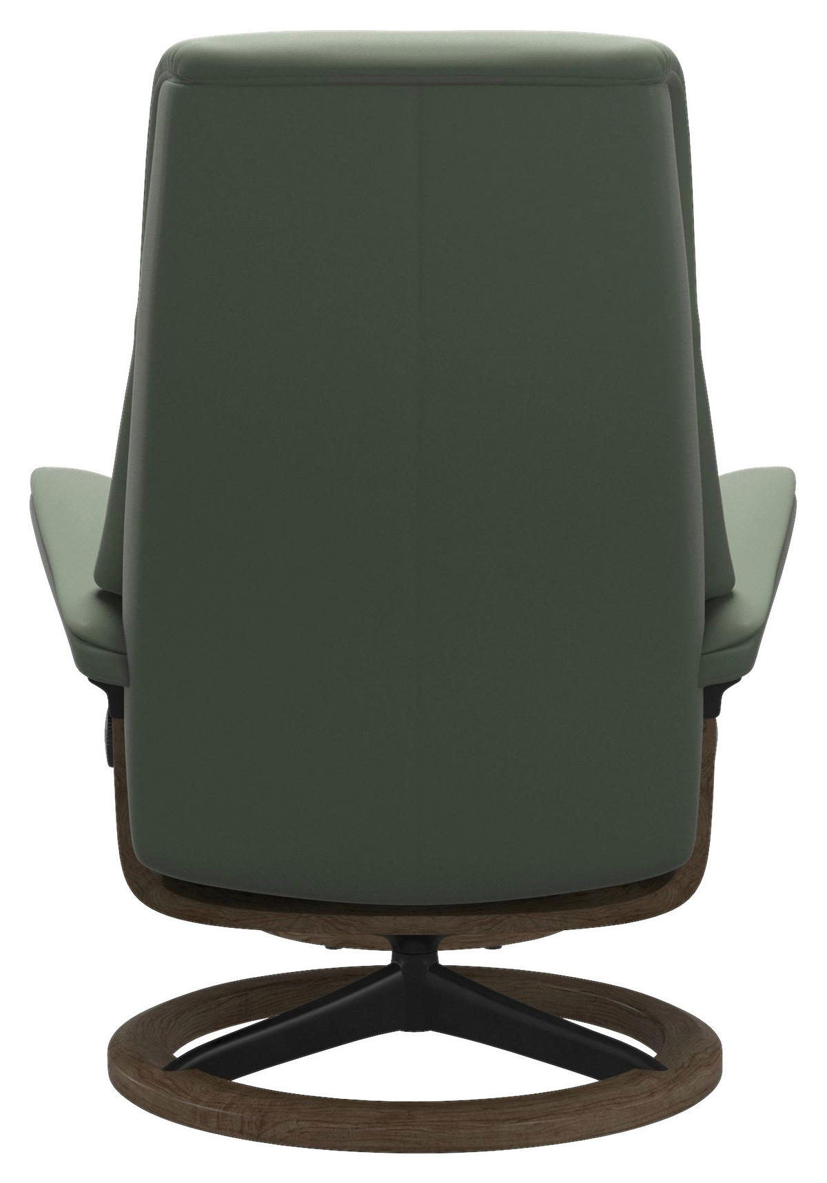 RELAXSESSELSET Echtleder Relaxfunktion, Hocker    - Eiche dunkel/Waldgrün, KONVENTIONELL, Leder/Holz (82/109/81cm) - Stressless