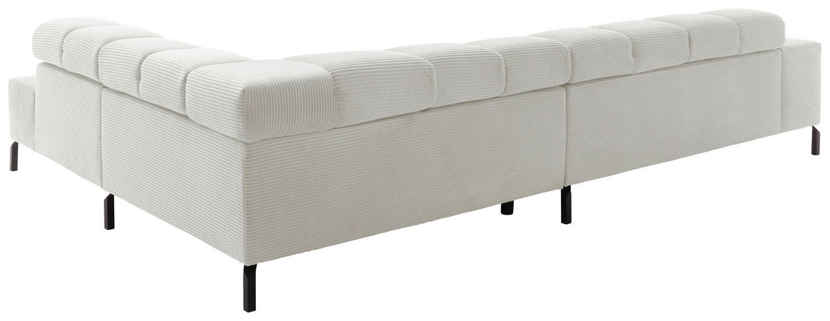 ECKSOFA in Cord Weiss  - Weiss/Schwarz, Design, Textil/Metall (321/216cm) - Hom`in