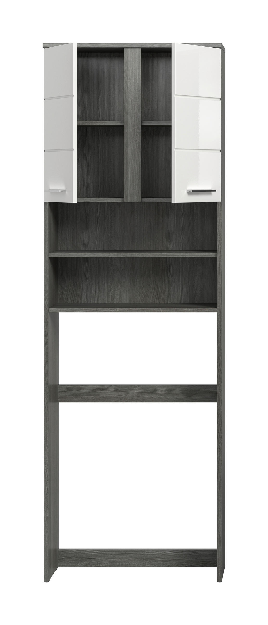 WASCHMASCHINENSCHRANK BLAKE 63/191/25 cm  - Weiß Hochglanz/Silberfarben, Trend, Holzwerkstoff/Kunststoff (63/191/25cm) - MID.YOU