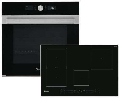 BACKOFENSET BAKO5 PF17 BLACK  - Edelstahlfarben/Schwarz, Basics, Glas/Metall (80/52cm) - Bauknecht