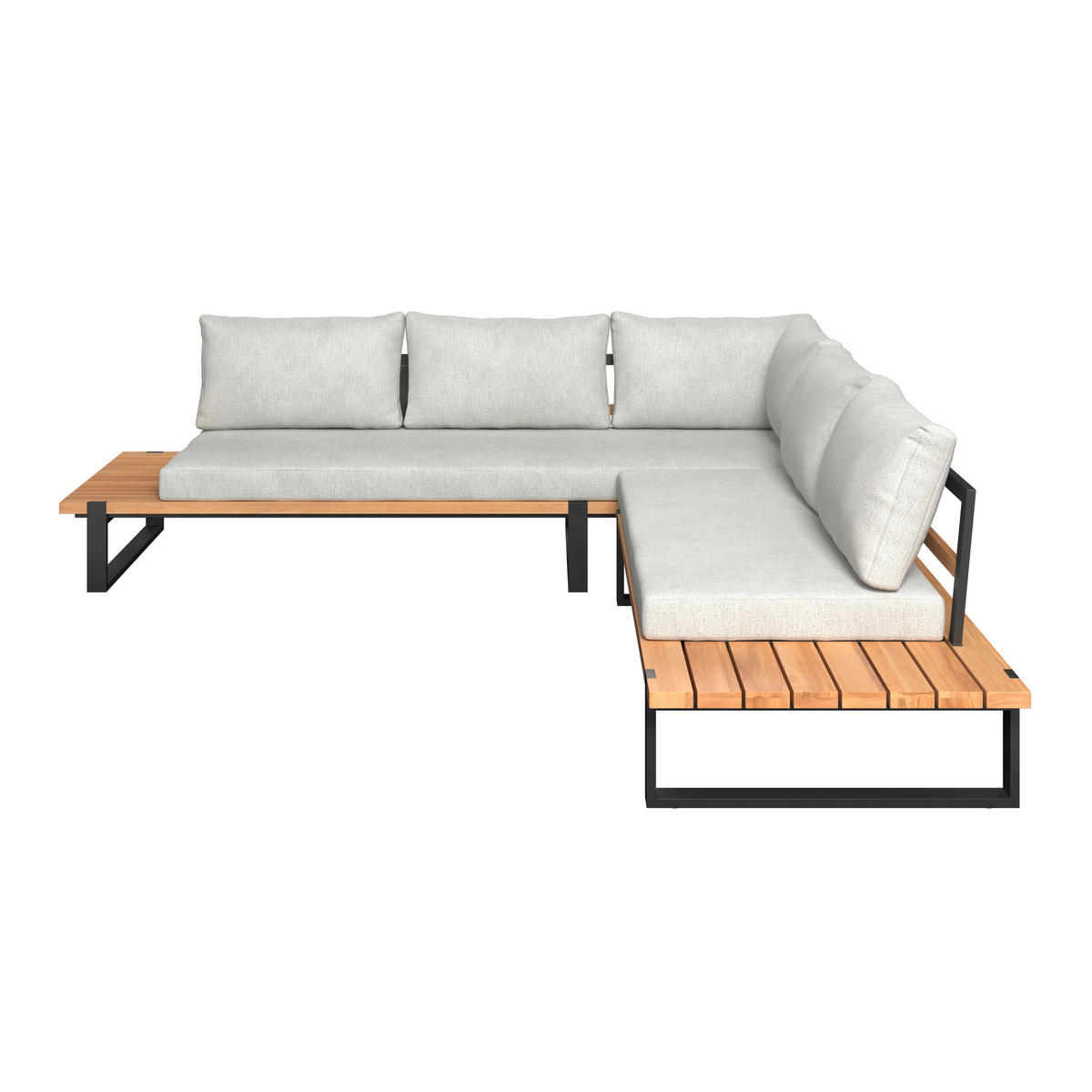 LOUNGEGARNITUR 3-teilig  253/254 cm  Teakholz Aluminium  - Schwarz/Teakfarben, MODERN, Holz/Textil (253/254cm) - Ambia Garden