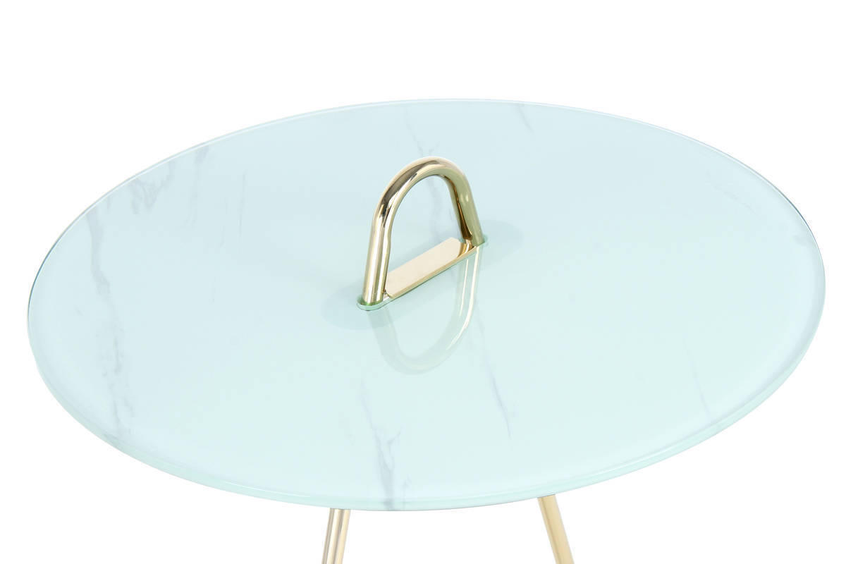 BEISTELLTISCH Weiß, Goldfarben rund  - Goldfarben/Weiß, Basics, Glas/Metall (46/60cm) - Kayoom