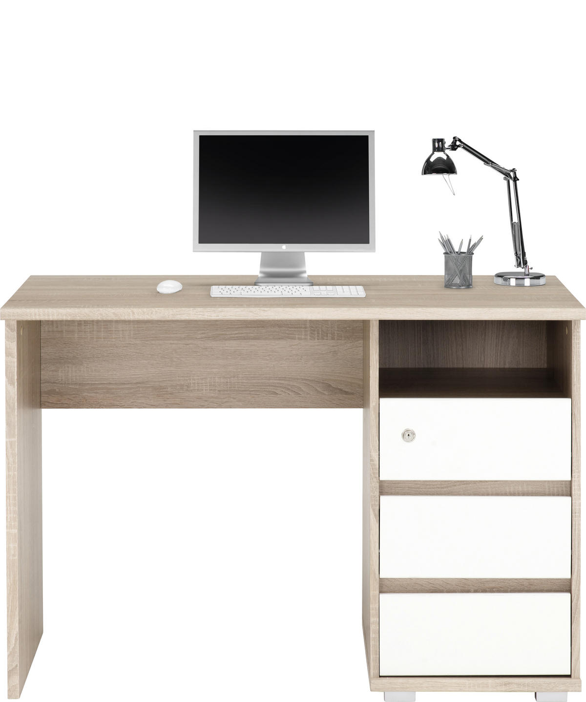RADNI STO  bela, sonoma hrast   - sonoma hrast/bela, Konvencionalno, pločasti materijal (110/65/75cm) - Xora