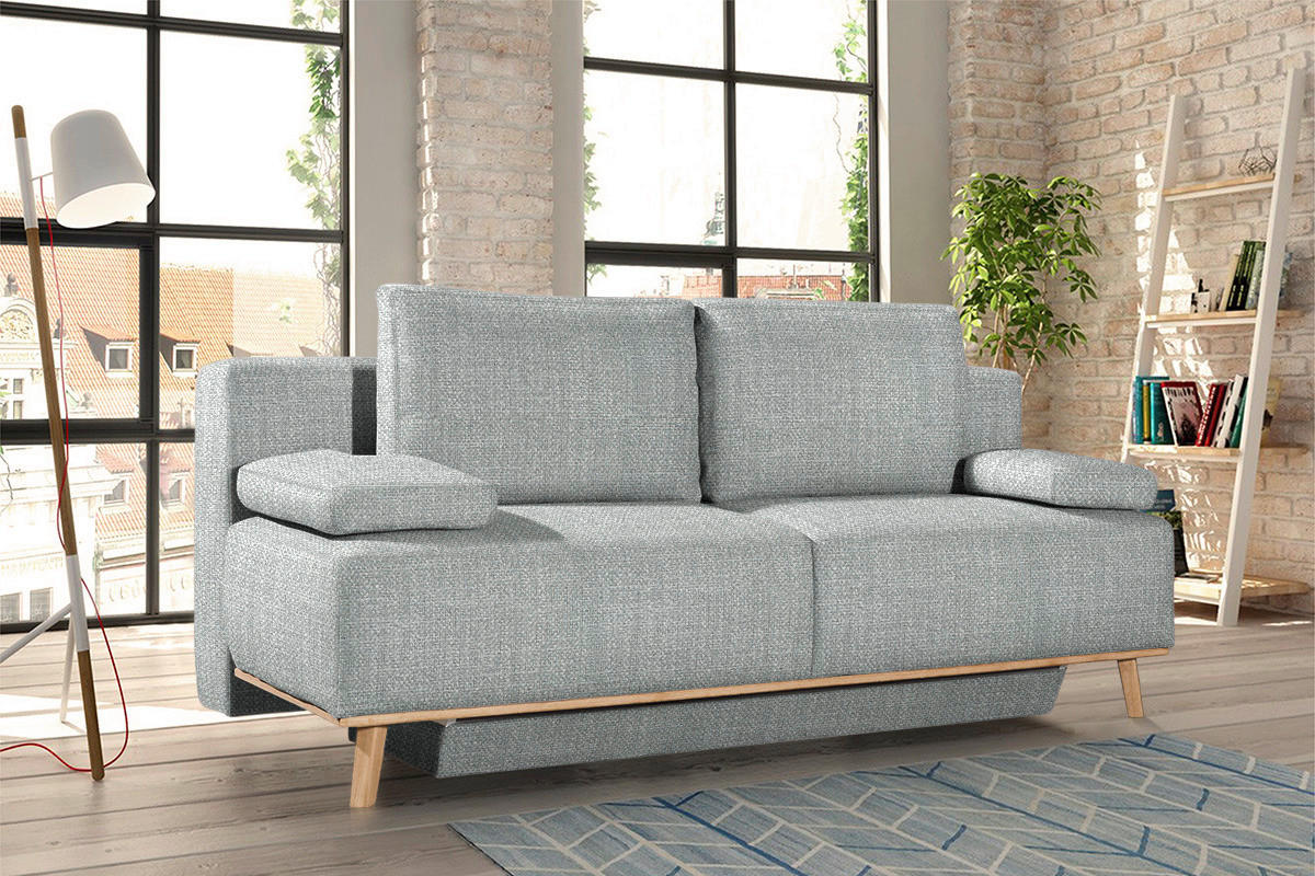 Thumbnail - Dieter Knoll Boxspringsofa Carla, Grau, Textil, Eiche, 2-Sitzer, Füllung: Schaumstoff, 203x97x107 cm, Stoffauswahl, Rück...