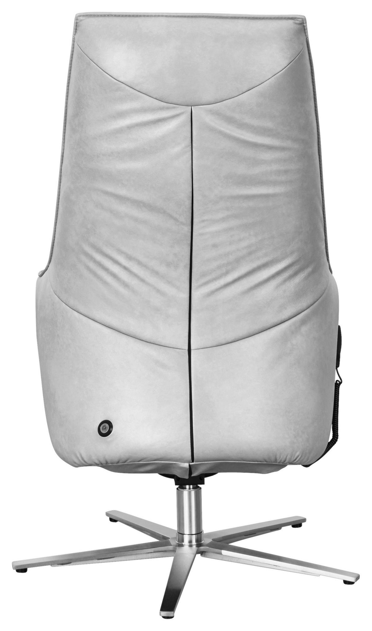 RELAXSESSEL in Leder Hellgrau  - Edelstahlfarben/Hellgrau, Design, Leder/Metall (70/120/88cm) - Himolla Komfortklass