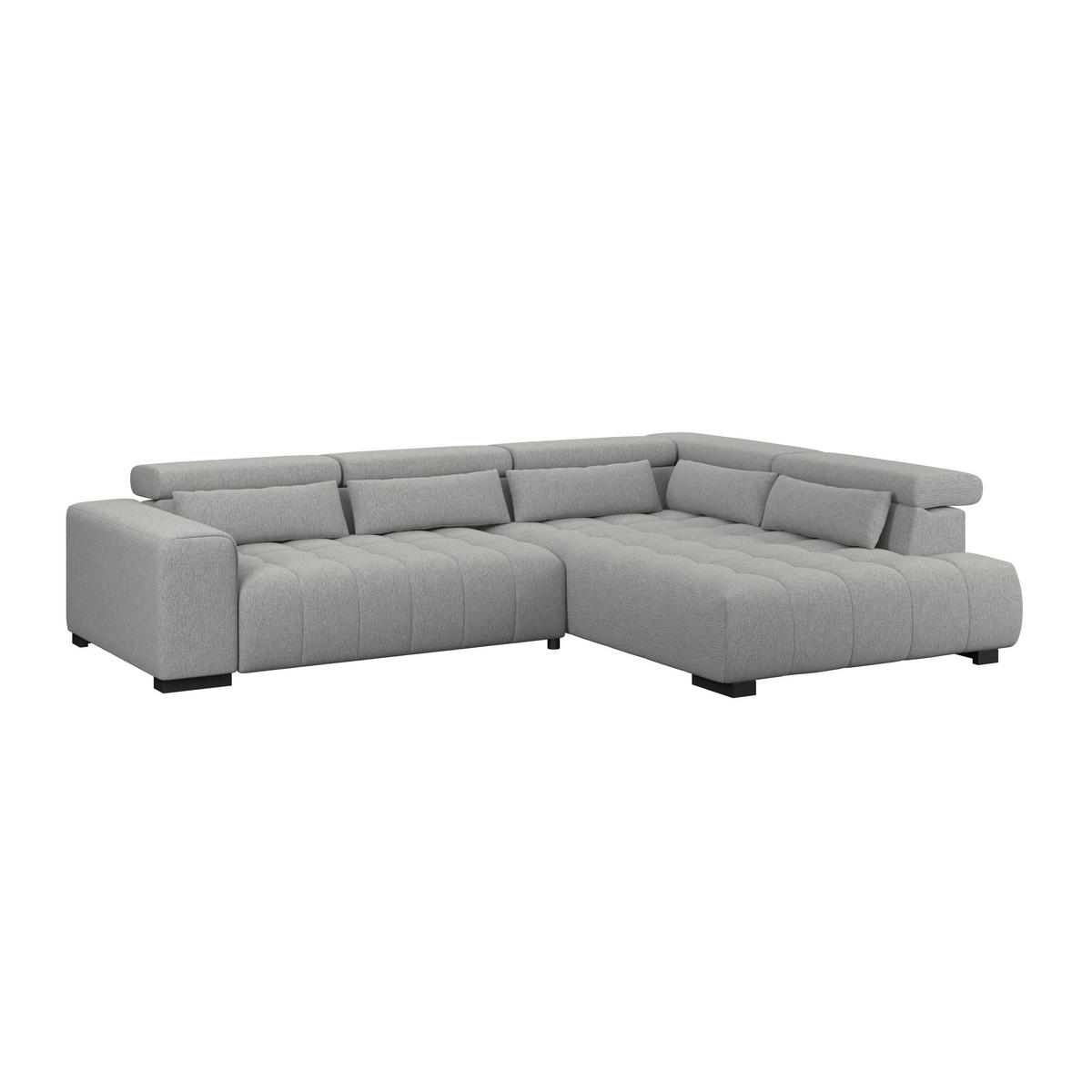ECKSOFA MATERA Dunkelgrau Chenille, Struktur Nierenkissen, Kopfteilverstellung, Sitzvorzug  - Dunkelgrau/Schwarz, Trend, Holz/Textil (311/226cm) - MID.YOU