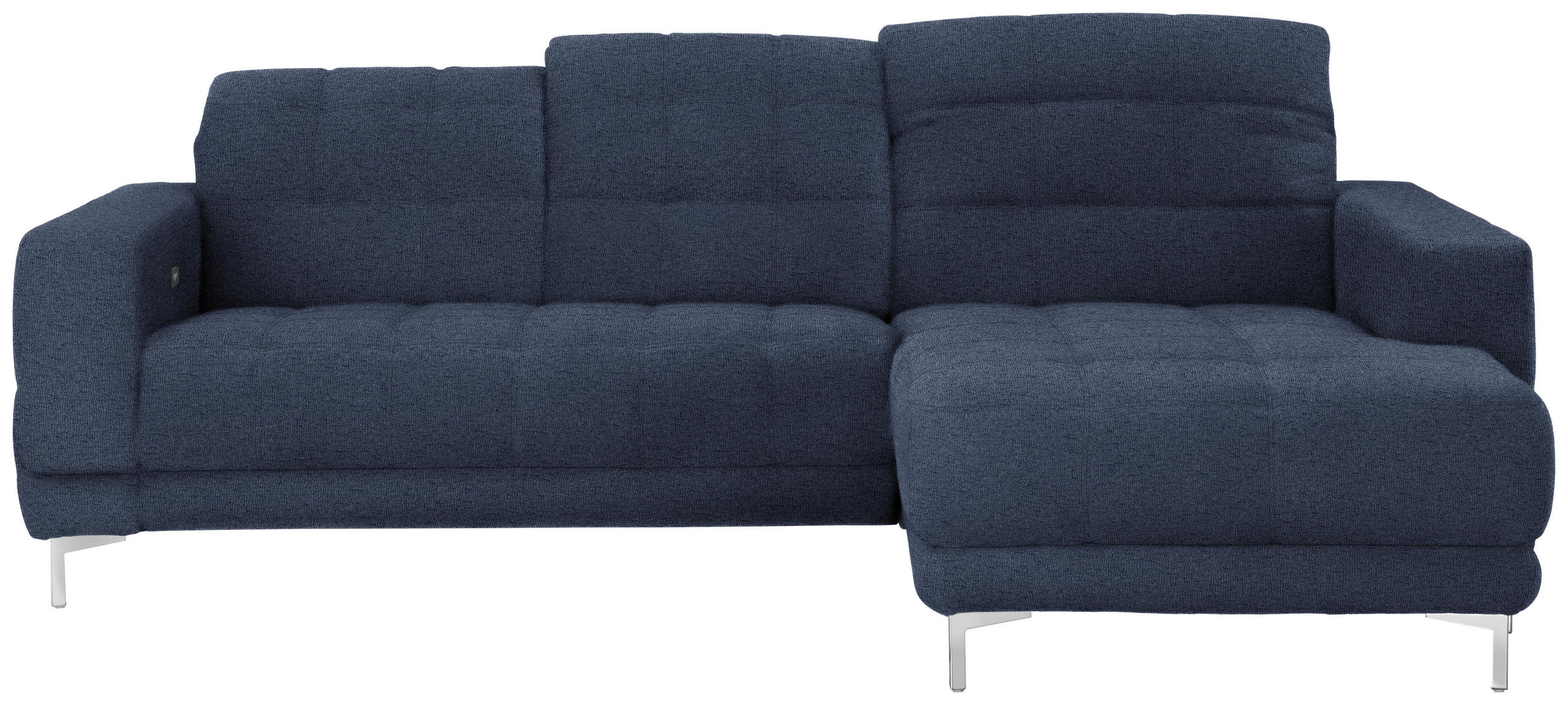 ECKSOFA in Webstoff Dunkelblau  - Chromfarben/Dunkelblau, Design, Textil/Metall (260/187cm) - Xora