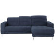 ECKSOFA in Webstoff Dunkelblau  260/187 cm  - Chromfarben/Dunkelblau, Design, Textil/Metall (260/187cm) - Xora