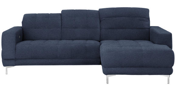ECKSOFA in Webstoff Dunkelblau  260/187 cm  - Chromfarben/Dunkelblau, Design, Textil/Metall (260/187cm) - Xora