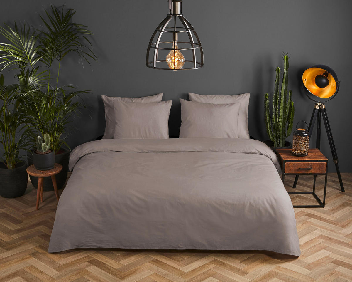 BETTWÄSCHE Uni Clay Satin 135/200 cm  - Taupe, Basics, Textil (135/200cm)