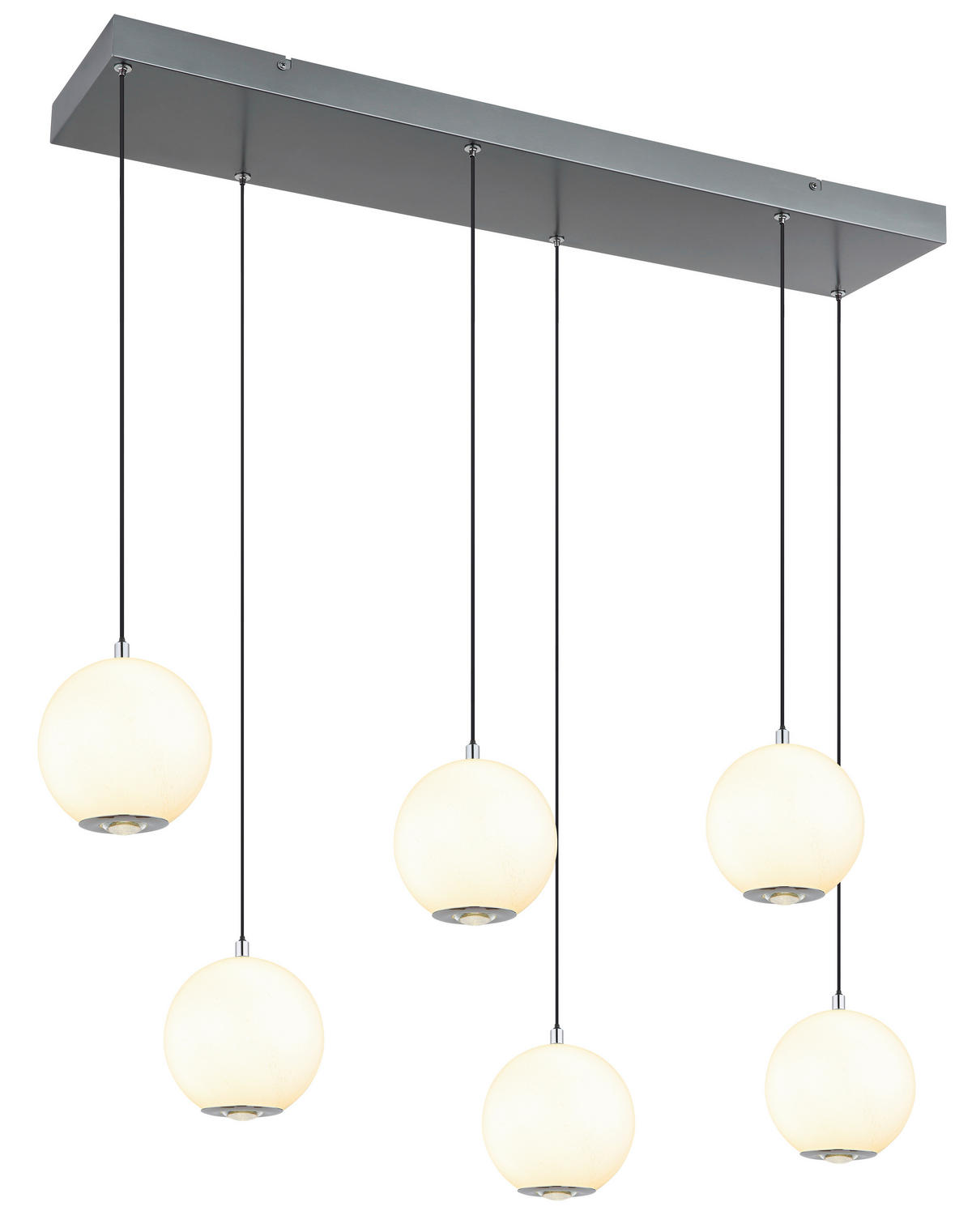 LED-HÄNGELEUCHTE SIMMONS 97,5/30/150 cm   - Klar/Chromfarben, KONVENTIONELL, Glas/Kunststoff (97,5/30/150cm) - Globo