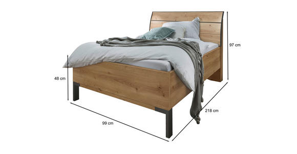 BETT 90/200 cm  in Eiche Bianco  - Schieferfarben/Eiche Bianco, KONVENTIONELL, Metall (90/200cm) - Dieter Knoll