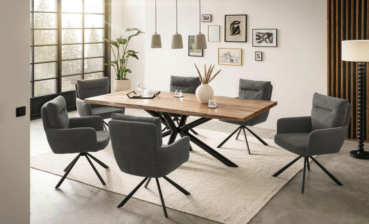 ARMLEHNSTUHL  in Eisen Cord  - Anthrazit/Schwarz, KONVENTIONELL, Textil/Metall (60/95/67cm) - MID.YOU