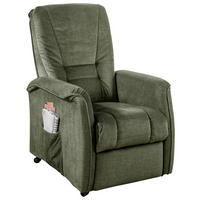 FERNSEHSESSEL  mit Relaxfunktion, Fußteilverstellung, Rücken echt Velours Dunkelgrün  - Dunkelgrün/Schwarz, Design, Kunststoff/Textil (77/107/88cm) - Livetastic