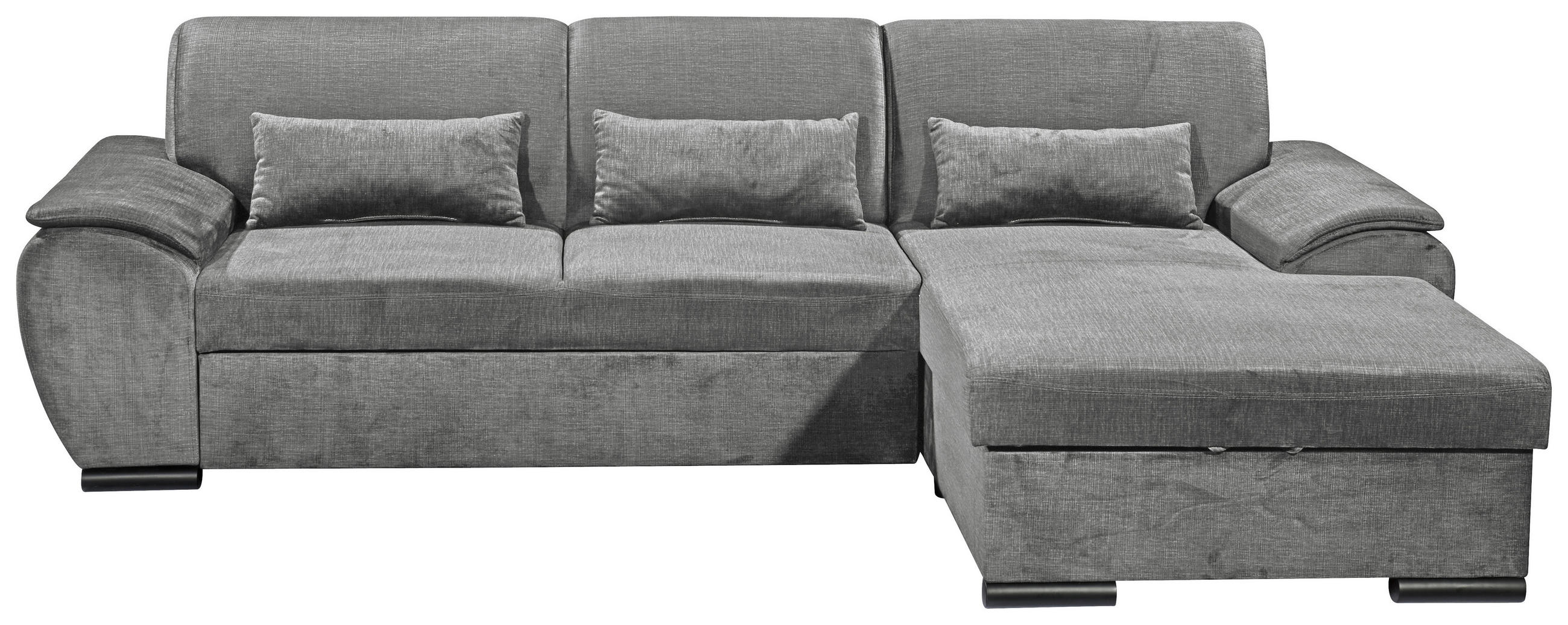 ECKSOFA Grau Mikrovelours  - Schwarz/Grau, KONVENTIONELL, Kunststoff/Textil (280/175cm) - MID.YOU