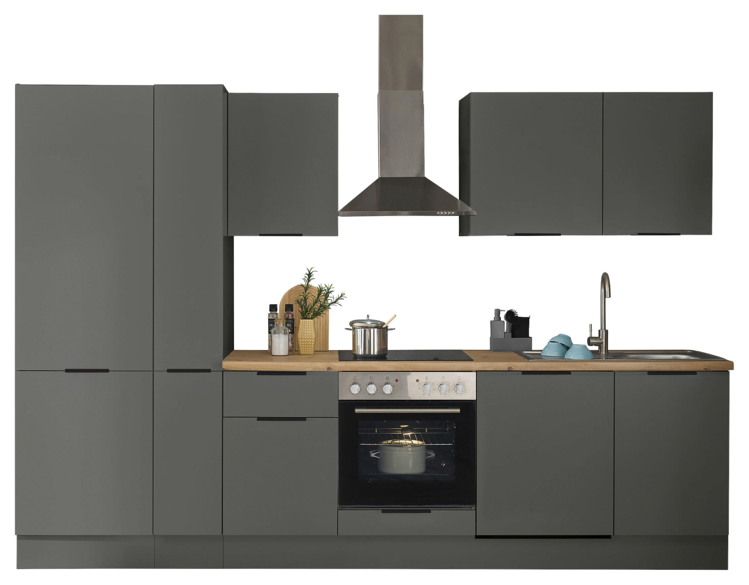 KÜCHENBLOCK MULTAN  in Graphitfarben  - Schwarz/Graphitfarben, Basics, Holzwerkstoff/Metall (310/211/60cm) - Carryhome
