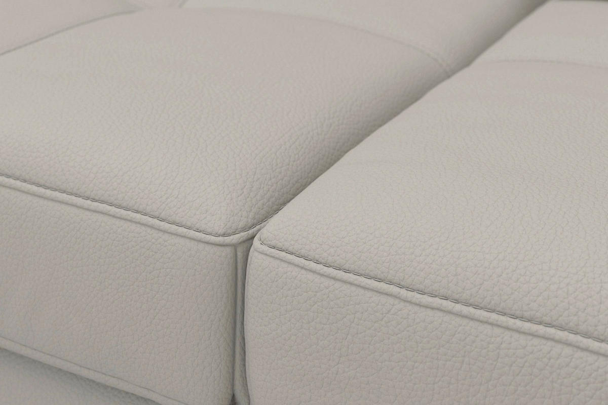 ECKSOFA COSTELLO E Hellgrau Echtleder Nierenkissen, Armteilverstellung, Sitztiefenverstellung  - Hellgrau/Schwarz, Basics, Leder/Textil (301/176cm) - Sit & More