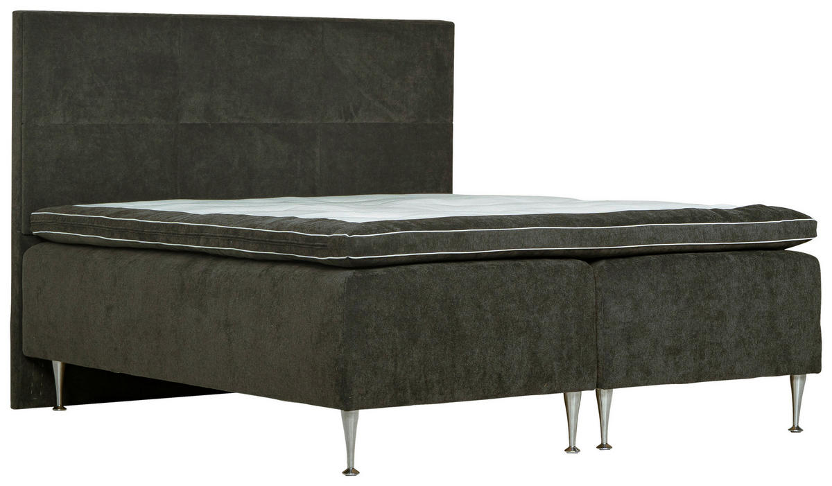 KONTINENTALSÄNG  i antracit  - silver/antracit, Klassisk, metall/trä (180/200cm) - Niels Andersson