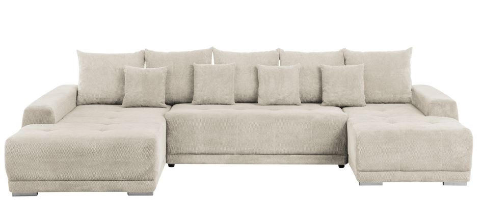 WOHNLANDSCHAFT in Flachgewebe Beige  - Beige/Silberfarben, Design, Kunststoff/Textil (203/350/180cm) - MID.YOU