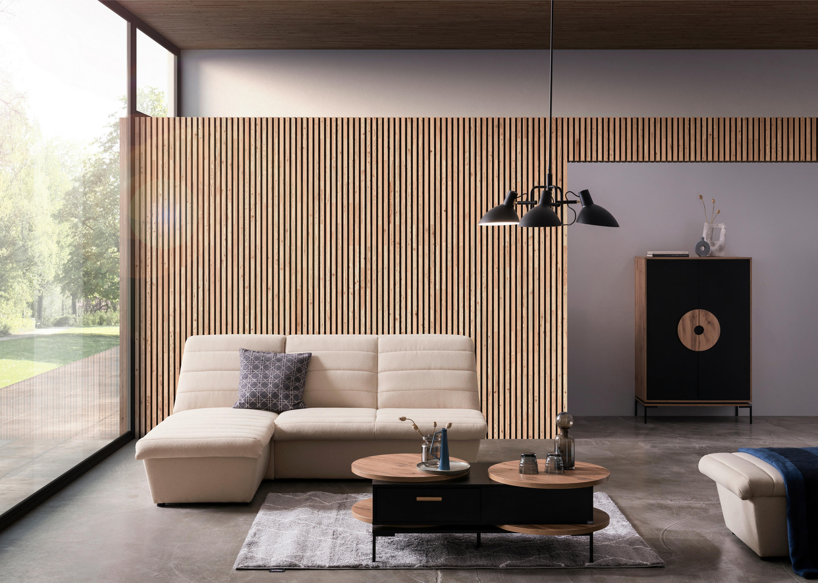 ECKSOFA in Webstoff Creme  168/274 cm  - Creme/Schwarz, Design, Kunststoff/Textil (168/274cm) - LOOKS by W.Joop