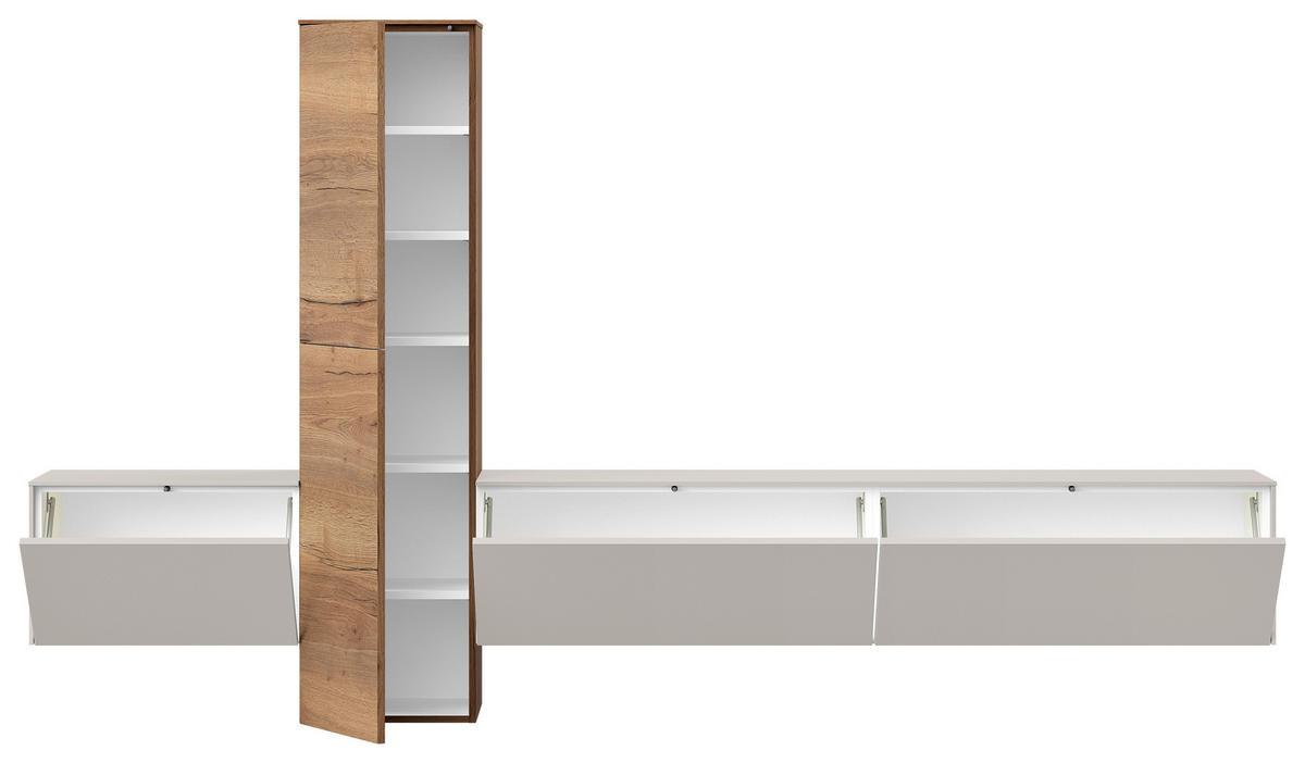 WOHNWAND  in Grau, Eichefarben  282/160/37 cm  - Eichefarben/Grau, Design, Holzwerkstoff (282/160/37cm) - Celina Home