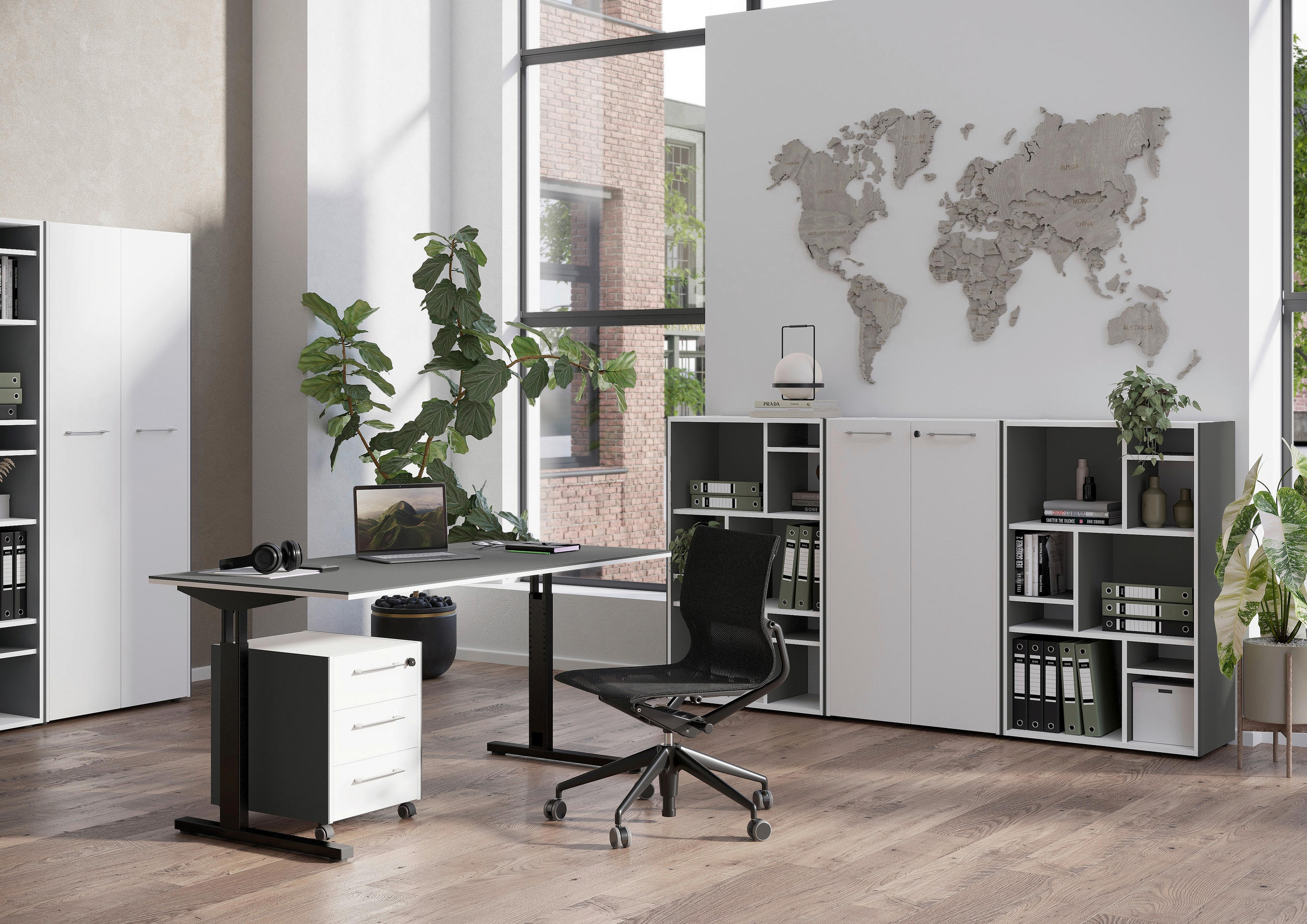 SCHREIBTISCH 160/80/70 cm  in Graphitfarben, Schwarz  - Schwarz/Graphitfarben, MODERN, Holzwerkstoff/Metall (160/80/70cm) - Novel