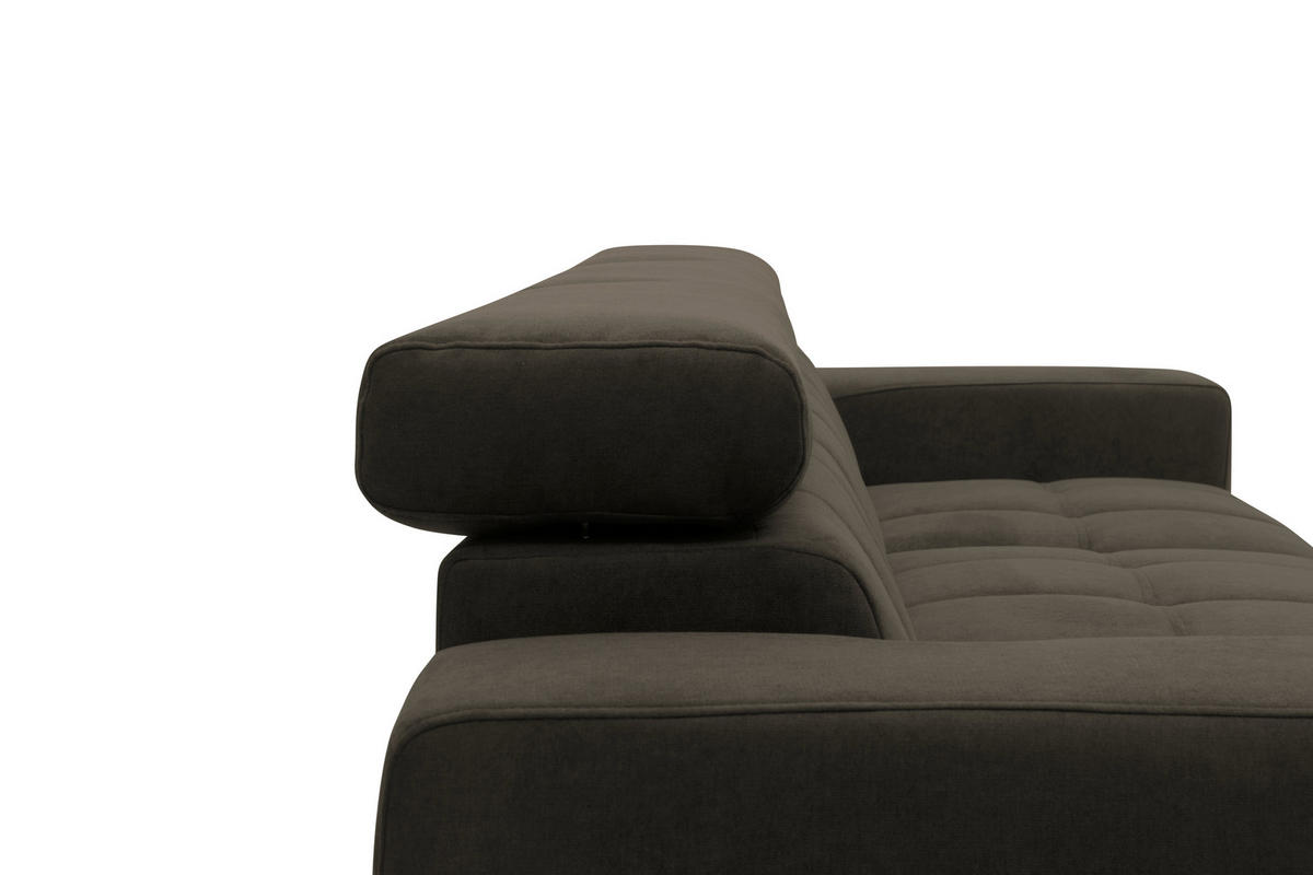 ECKSOFA TRENTO Mikrofaser  - Dunkelgrau/Schwarz, MODERN, Textil/Metall (287/175cm) - MID.YOU