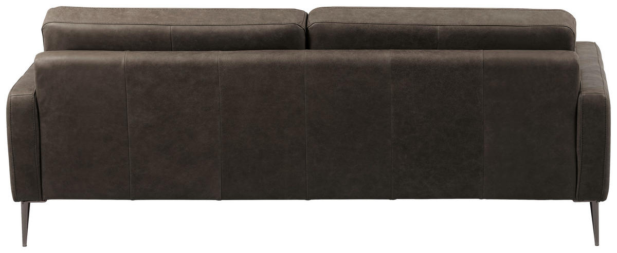 3,5-SITZER SPRING Echtleder Fango  - Fango/Schwarzchrom, Design, Leder/Metall (207/85/92cm) - Livetastic