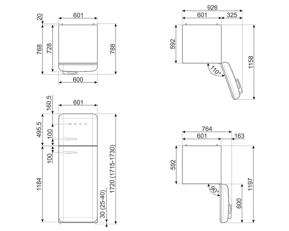 KÜHL-GEFRIER-KOMBINATION 60/172/72,8 cm FAB30RPB6  - Pastellblau, Basics, Metall (60/172/72,8cm) - SMEG