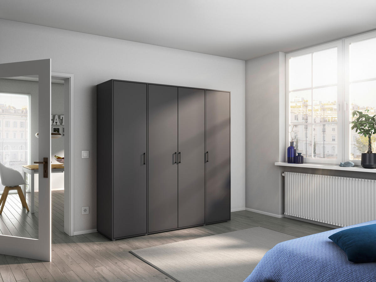DREHTÜRENSCHRANK in Grau  - Grau, Modern, Holzwerkstoff/Kunststoff (187/194/53cm) - Rauch Möbel