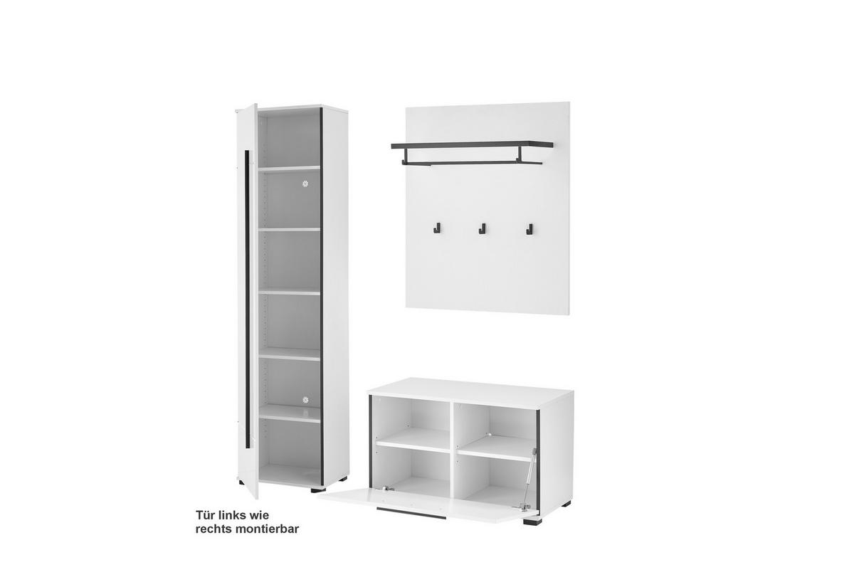 GARDEROBE 4-teilig  in 140/201/39 cm  - Weiß Hochglanz/Weiß, MODERN, Holzwerkstoff (140/201/39cm) - MID.YOU