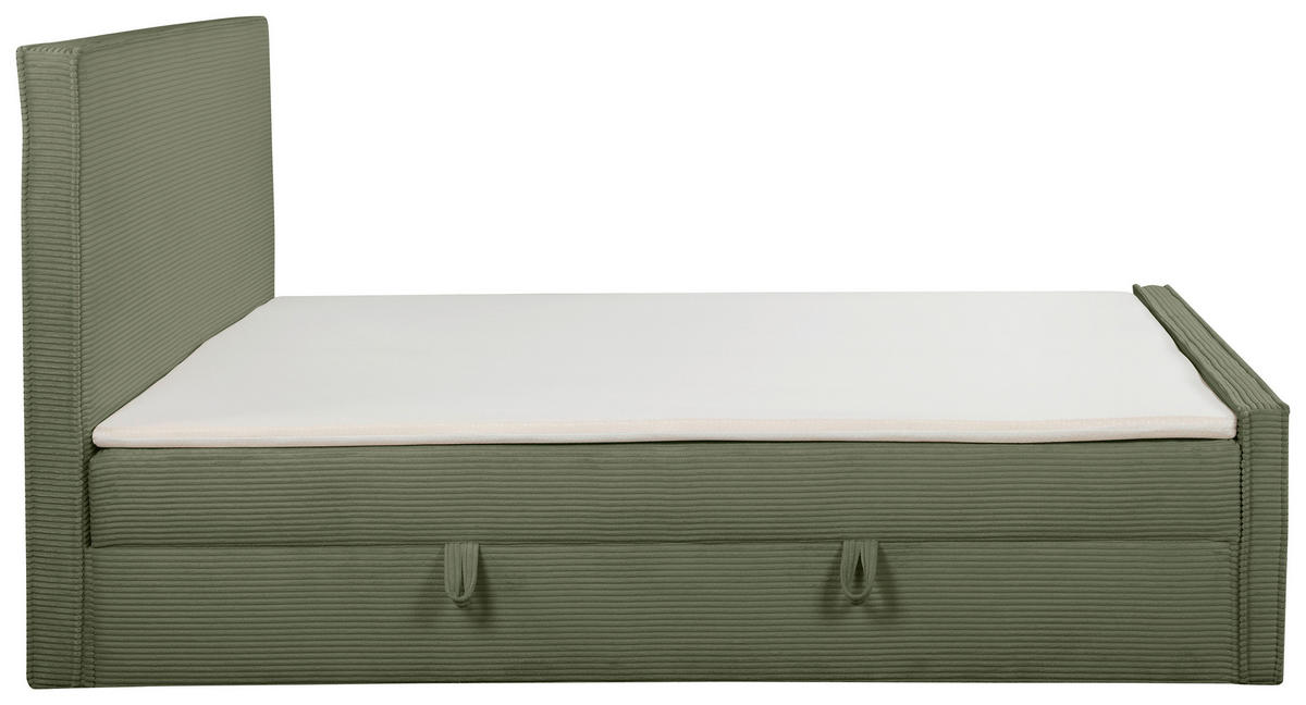 BOXBETT 180/200 cm,  in Grün, gepolstertes Kopfteil, Bettkasten, Topper, Matratzen, H3 + H3 = fest  - Schwarz/Grün, Basics, Kunststoff/Textil (180/200cm) - Chameo