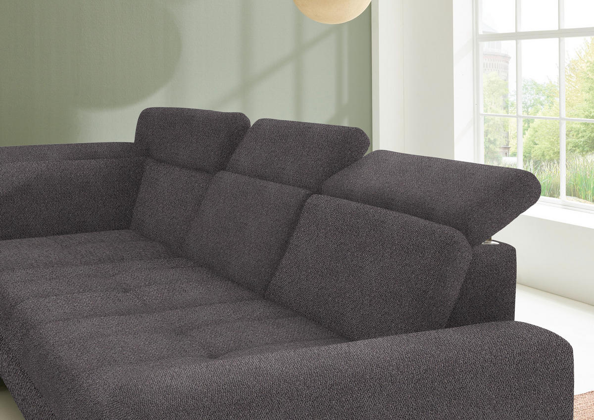 ECKSOFA in Chenille Anthrazit  - Anthrazit/Schwarz, Design, Textil/Metall (220/310cm) - Beldomo Style