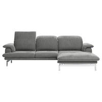 ECKSOFA in Webstoff Grau  - Alufarben/Grau, Design, Textil/Metall (294/197cm) - Joop!