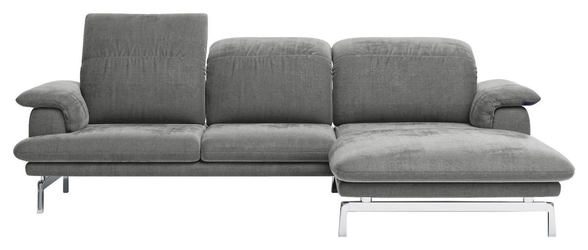 ECKSOFA in Webstoff Grau  - Alufarben/Grau, Design, Textil/Metall (294/197cm) - Joop!