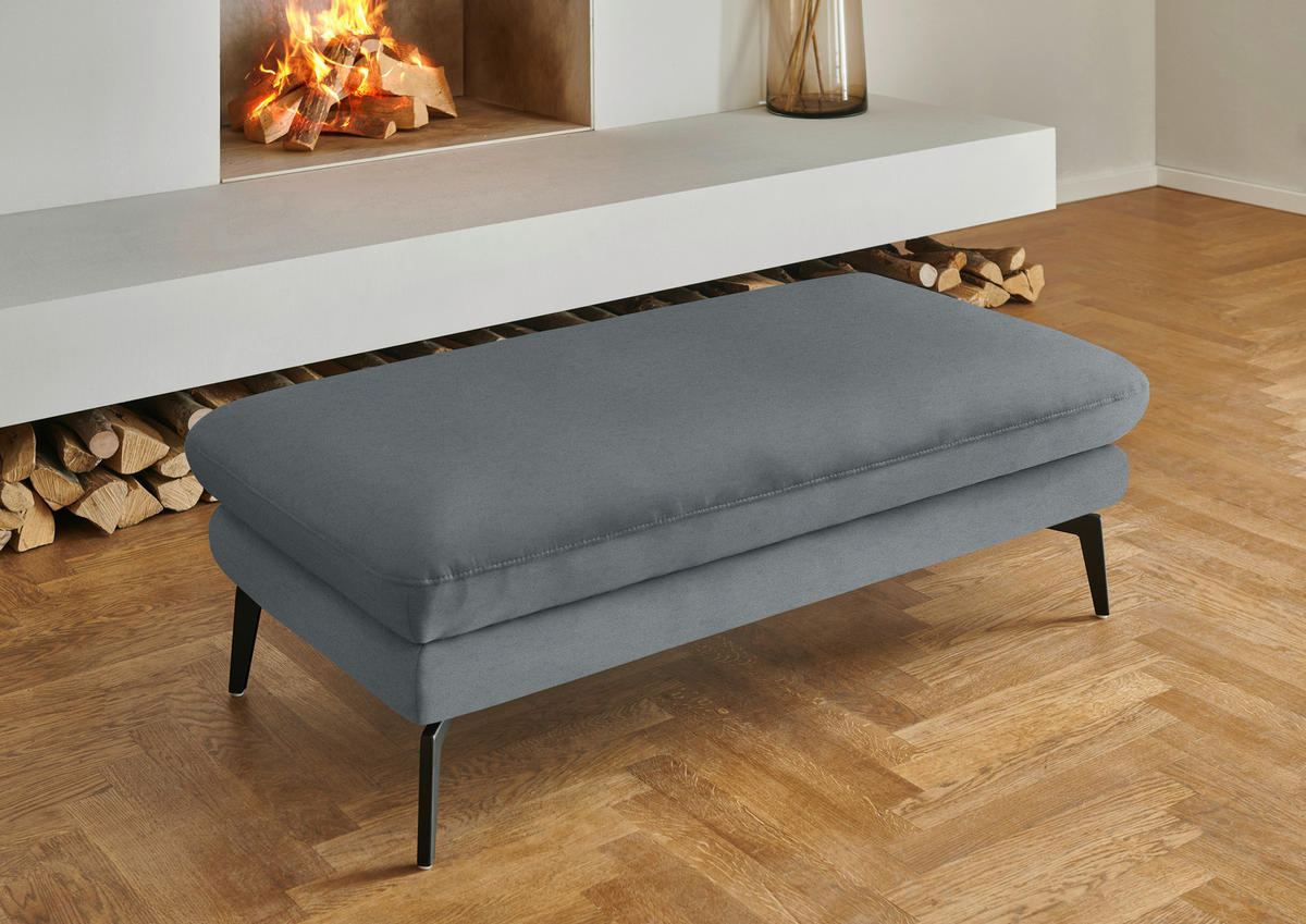 WOHNLANDSCHAFT  in Chenille, Flachgewebe Dunkelgrau  - Dunkelgrau/Schwarz, Design, Textil/Metall (208/344/180cm) - Dieter Knoll