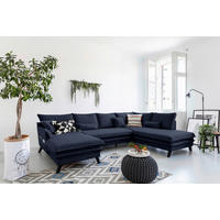SJEDEĆA GARNITURA tekstil  tamno plava   - tamno plava/crna, Design, tekstil/drvo (150/300/200cm) - P & B