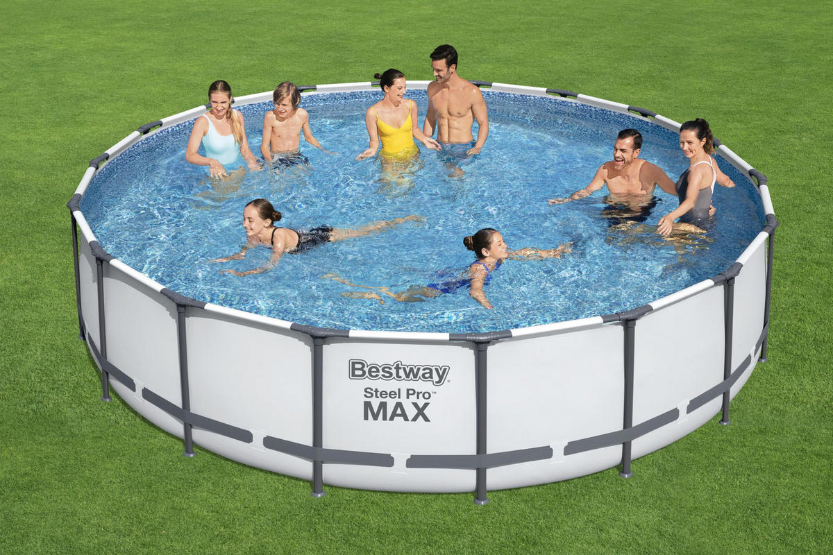 BAZÉN 549/122 cm - šedá/bílá, Basics, kov/plast (549/122cm) - Bestway