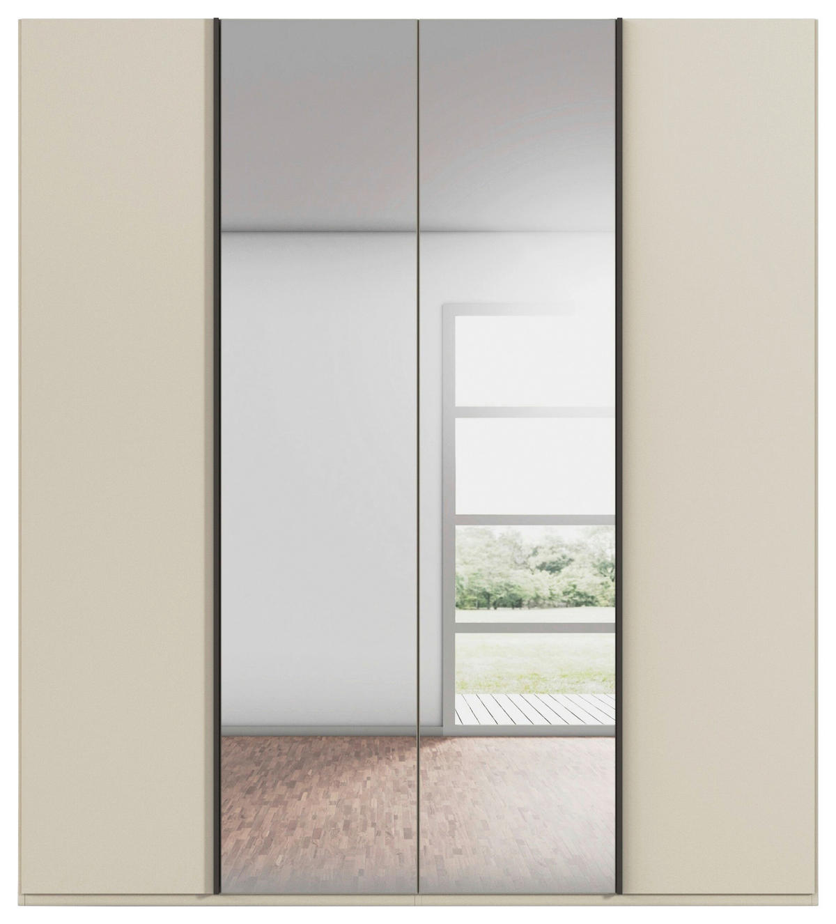 DREHTÜRENSCHRANK 201/223/61 cm,  in Champagner, 4-türig  - Champagner/Graphitfarben, Basics, Glas/Holzwerkstoff (201/223/61cm) - Novel