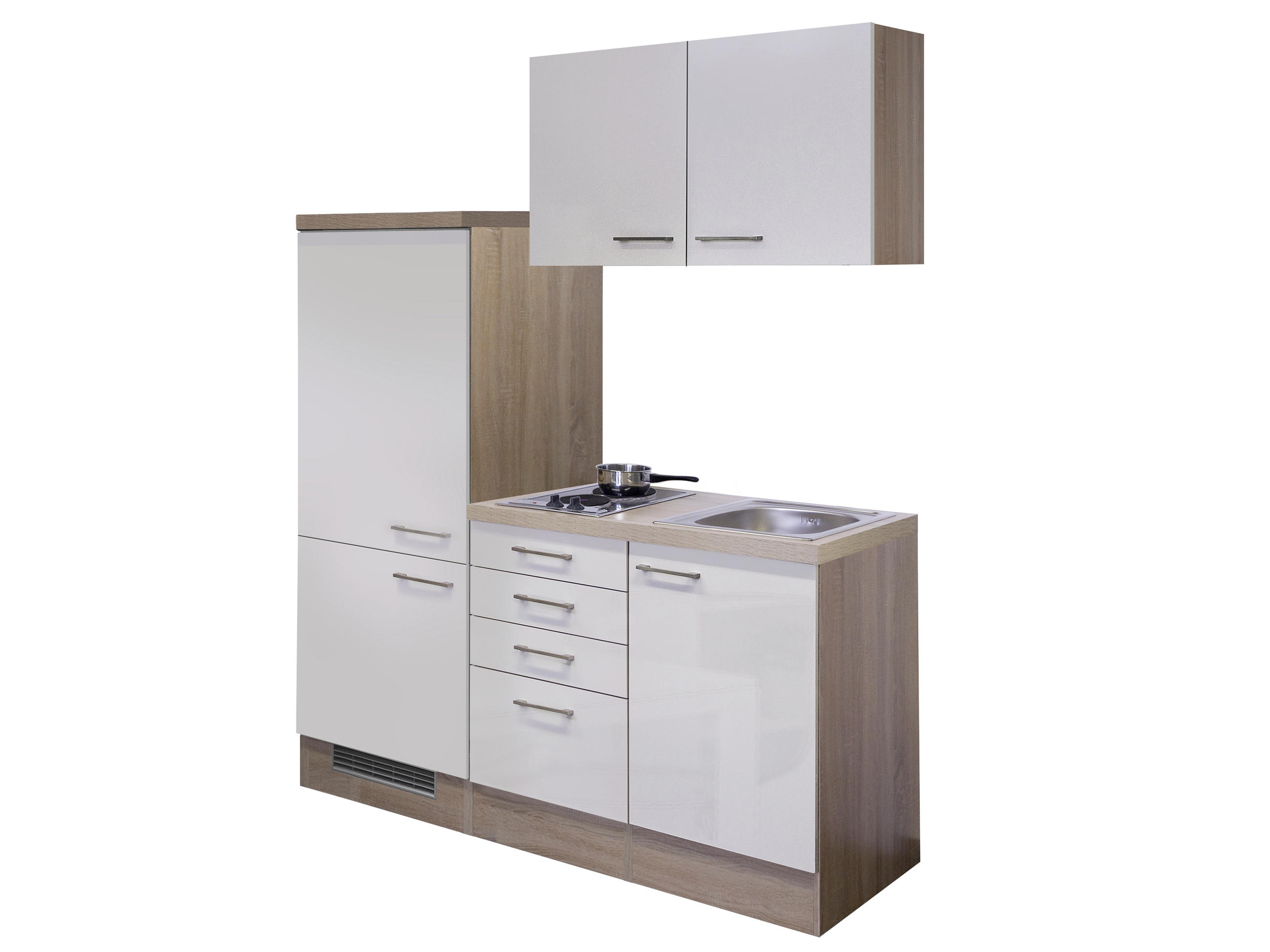 KÜCHENBLOCK 160 cm in Kaschmir - Kaschmir/Edelstahlfarben, MODERN, Holzwerkstoff/Metall (160cm) - FlexWell