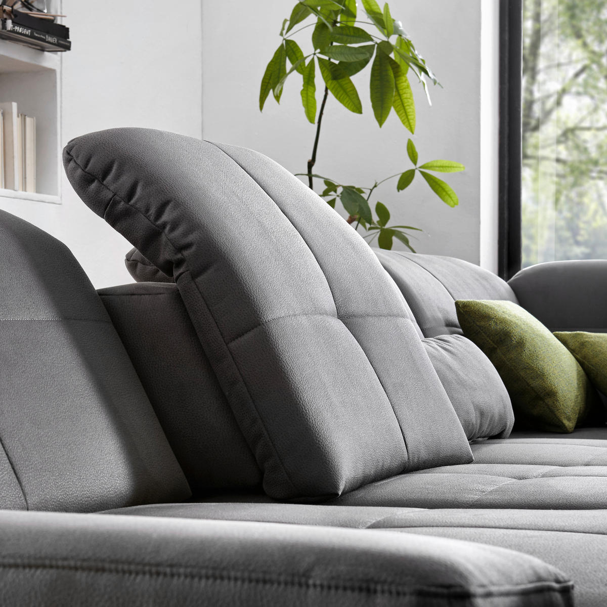 ECKSOFA Flachgewebe Grau  - Chromfarben/Grau, Design, Textil (309/195cm) - Beldomo Style