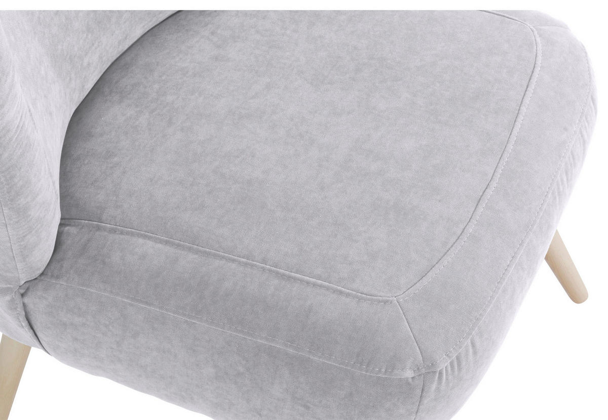 FAUTEUIL in Velours Silberfarben  - Silberfarben/Naturfarben, Design, Holz/Holzwerkstoff (70/86/69cm) - Max Winzer