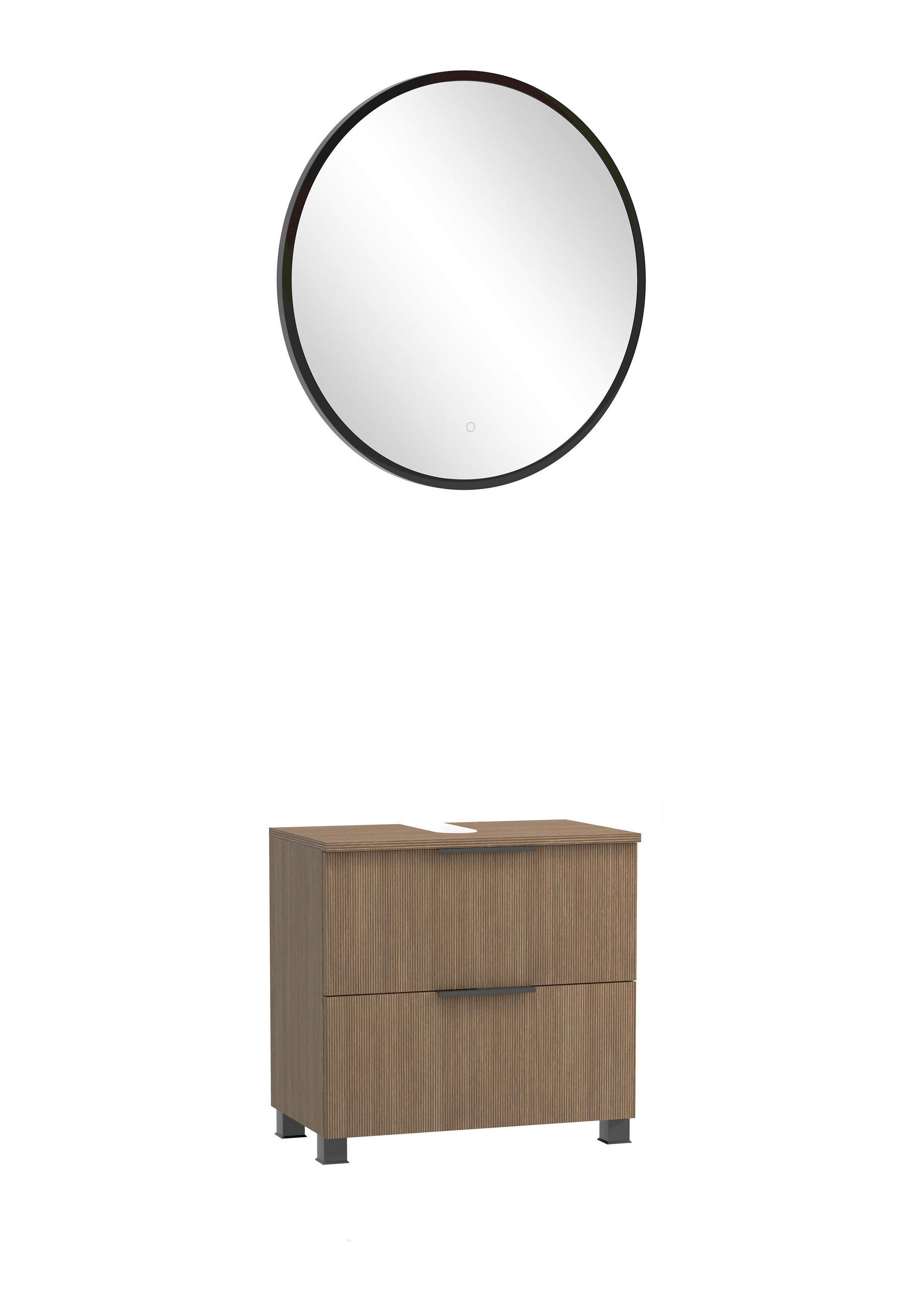 BADEZIMMER 2-teilig  in 60 cm  - Dunkelbraun/Schwarz, Natur, Holzwerkstoff/Kunststoff (60cm) - Held