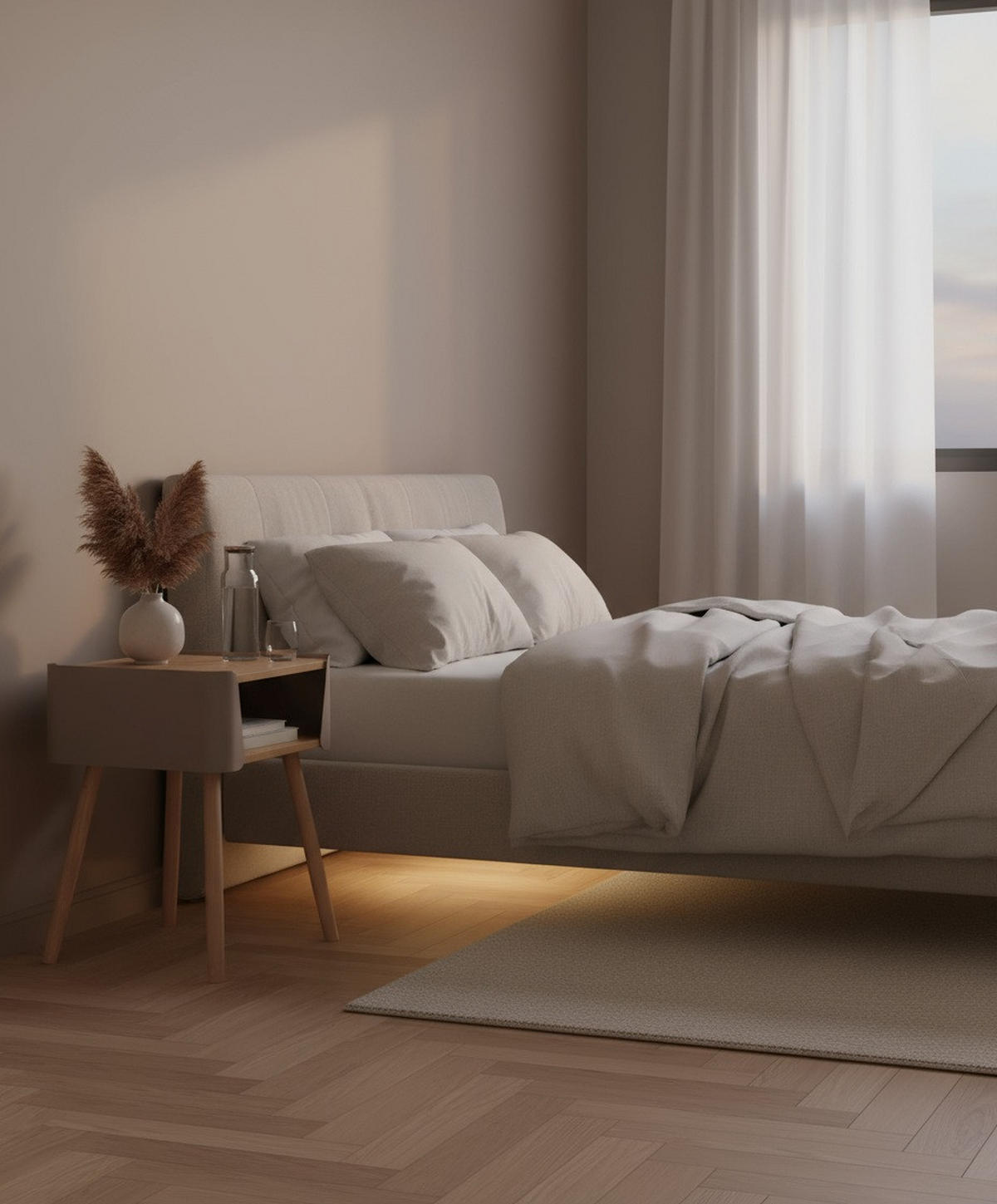 NOČNÝ STOLÍK, borovica, prírodná farba, béžová, 40/54,5/39 cm - prírodná farba/béžová, Design, kov/drevo (40/54,5/39cm) - Xora