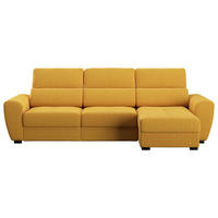 ECKSOFA  Velours Senfgelb  - Senfgelb/Schwarz, Konventionell, Kunststoff/Textil (285/177cm) - MID.YOU