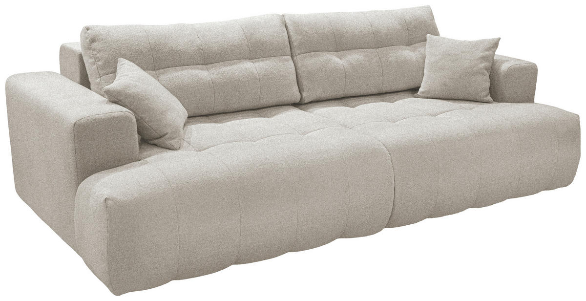 BIGSOFA TINO in Flachgewebe Beige  - Beige/Schwarz, KONVENTIONELL, Holzwerkstoff/Kunststoff (279/90/137cm) - Livetastic