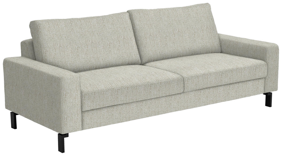 3-SITZER-SOFA in Flachgewebe Naturfarben  - Schwarz/Naturfarben, Design, Textil/Metall (218/86/97cm) - Hom`in