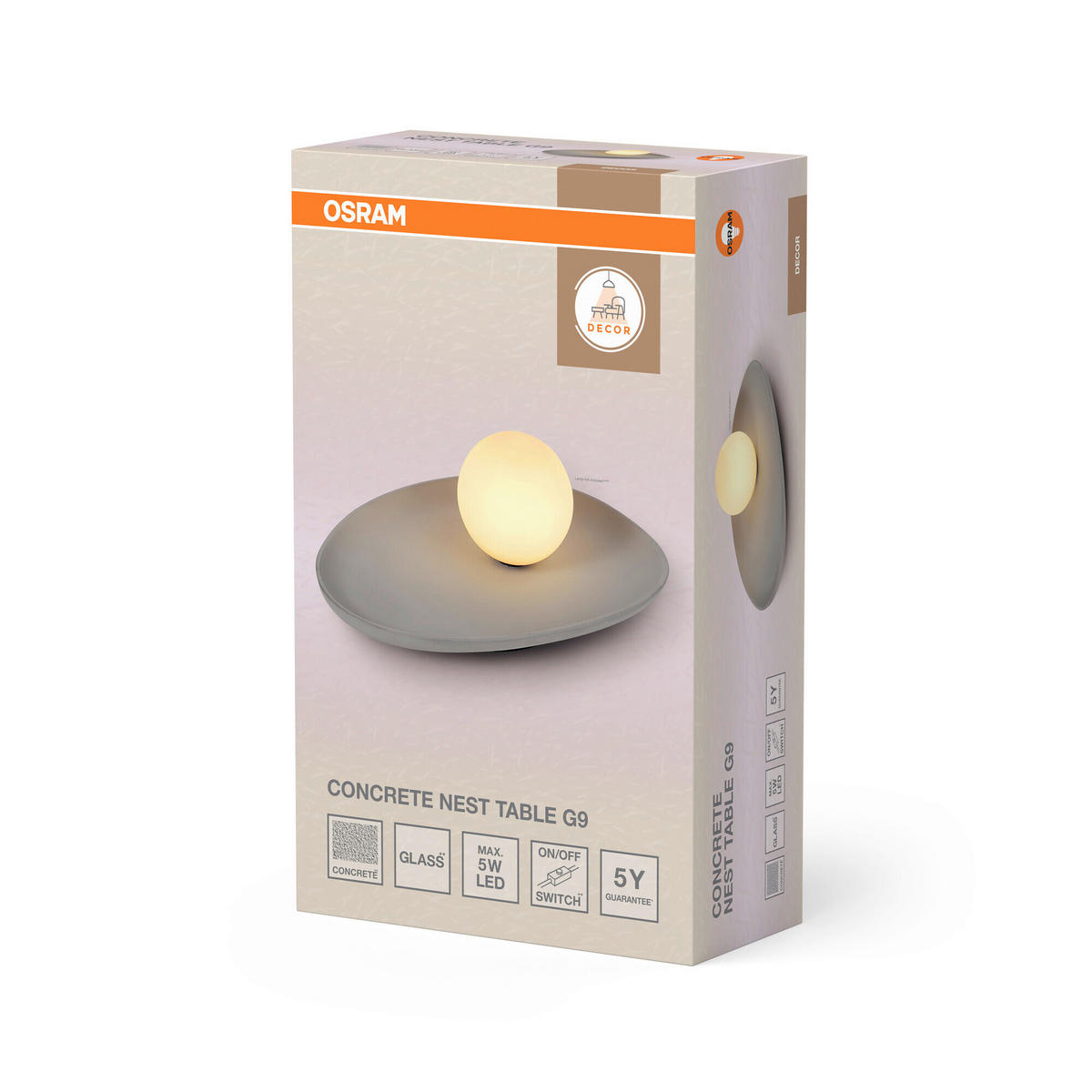TISCHLEUCHTE 32.5/24/13.5 cm   - Grau, Basics, Glas/Stein (32.5/24/13.5cm) - Osram