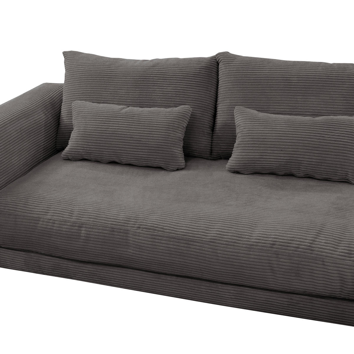ECKSOFA in Cord Grau  - Schwarz/Grau, Design, Textil/Metall (313/172cm) - Livetastic